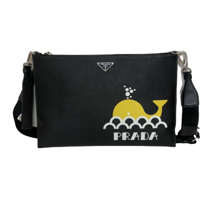99新 Prada/普拉达 男士休闲时尚百搭全皮十字纹斜挎包/29