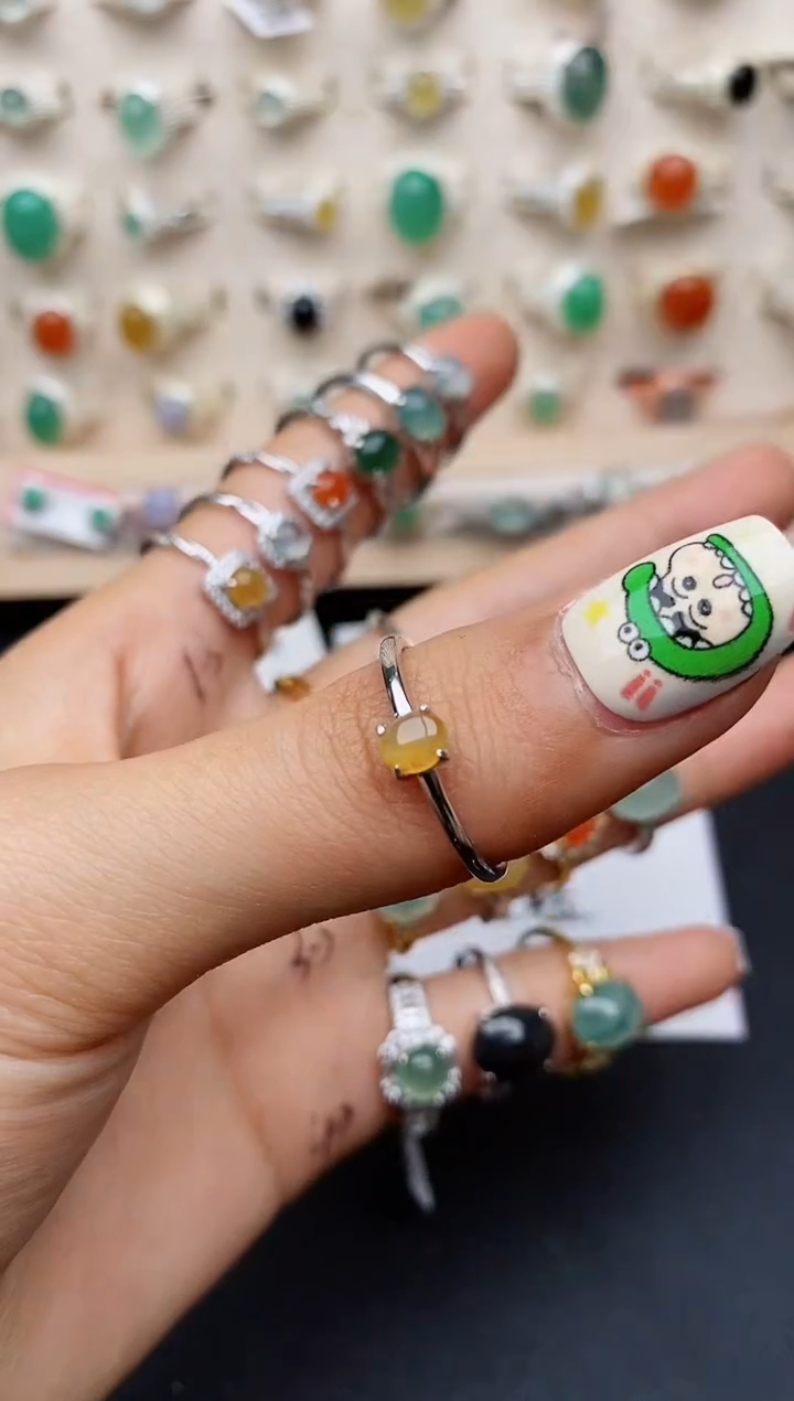 【闪购商品】翡翠戒指银S925镶嵌缅甸翡翠