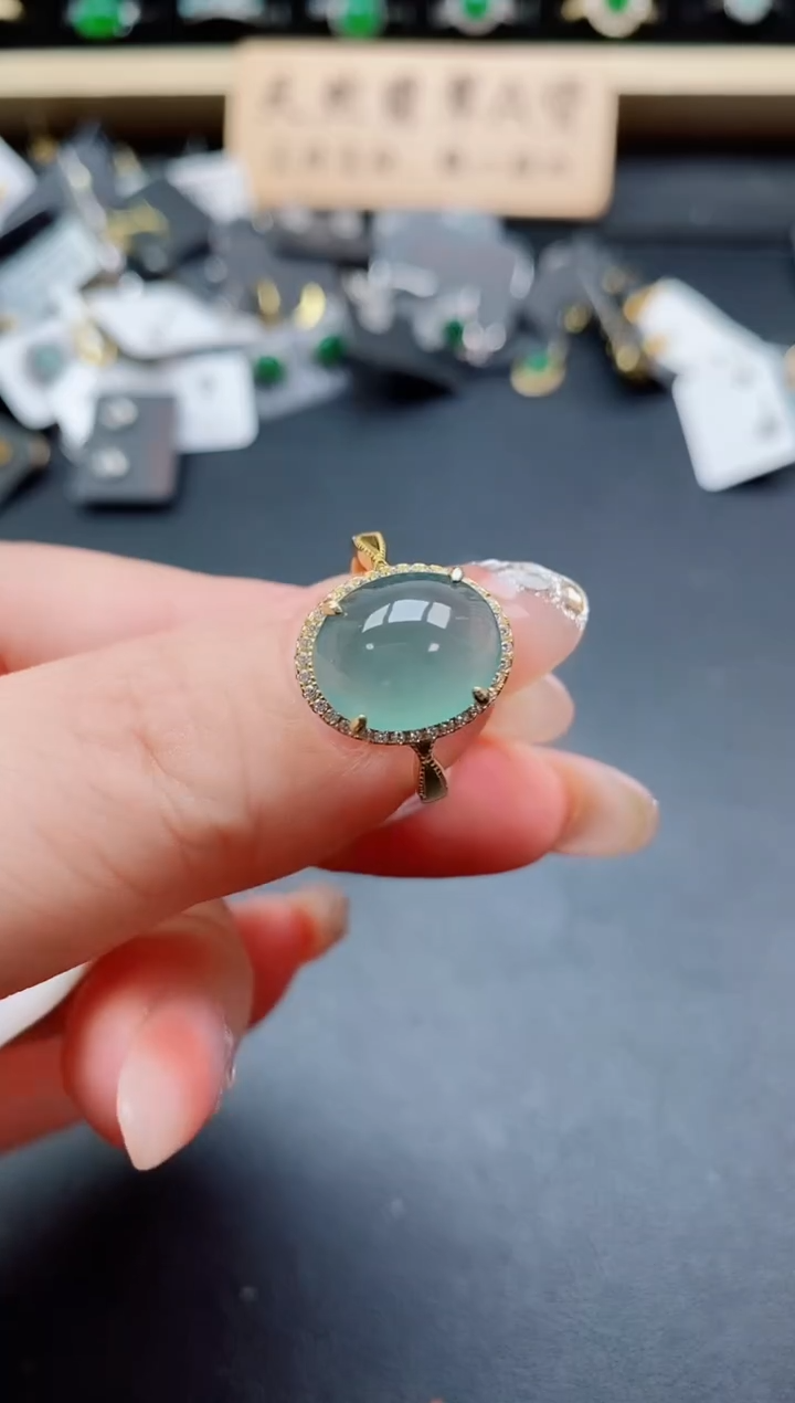 银S925镶嵌戒指翡翠1