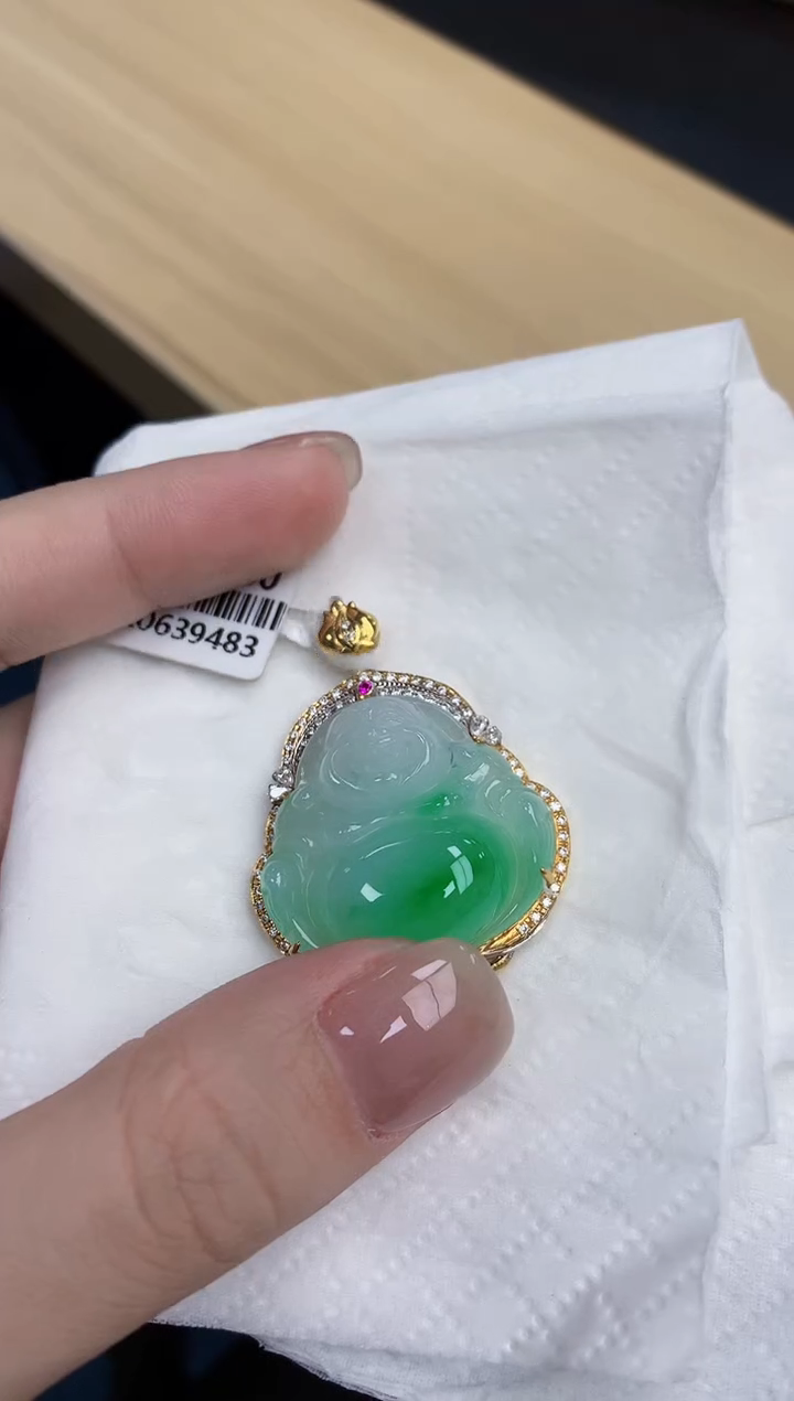 【闪购商品】翡翠颈饰18K金镶嵌天然缅甸翡翠A货