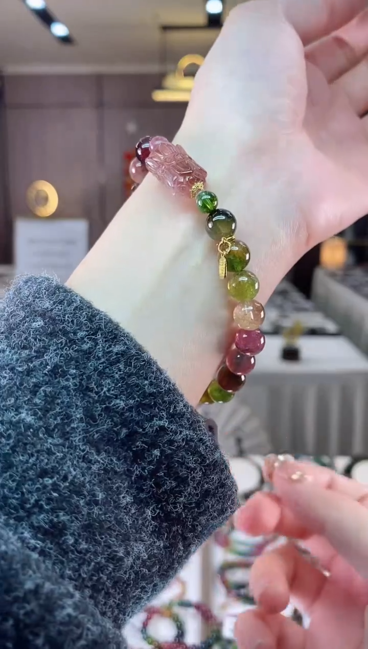 【闪购商品】碧玺西瓜单圈手串8mm+未镶嵌一物一证dan