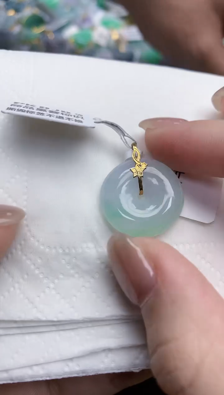 【闪购商品】翡翠颈饰18K金镶嵌天然缅甸翡翠A货