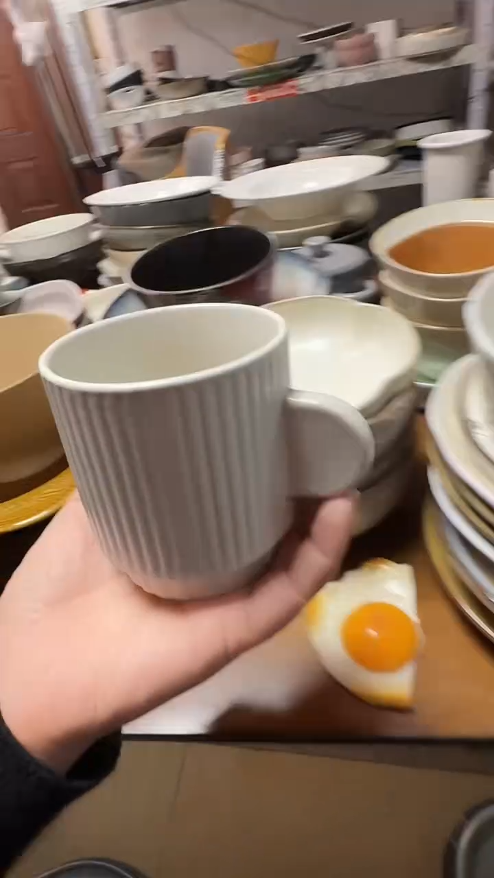 陶瓷微瑕（1个装）竖纹小杯子