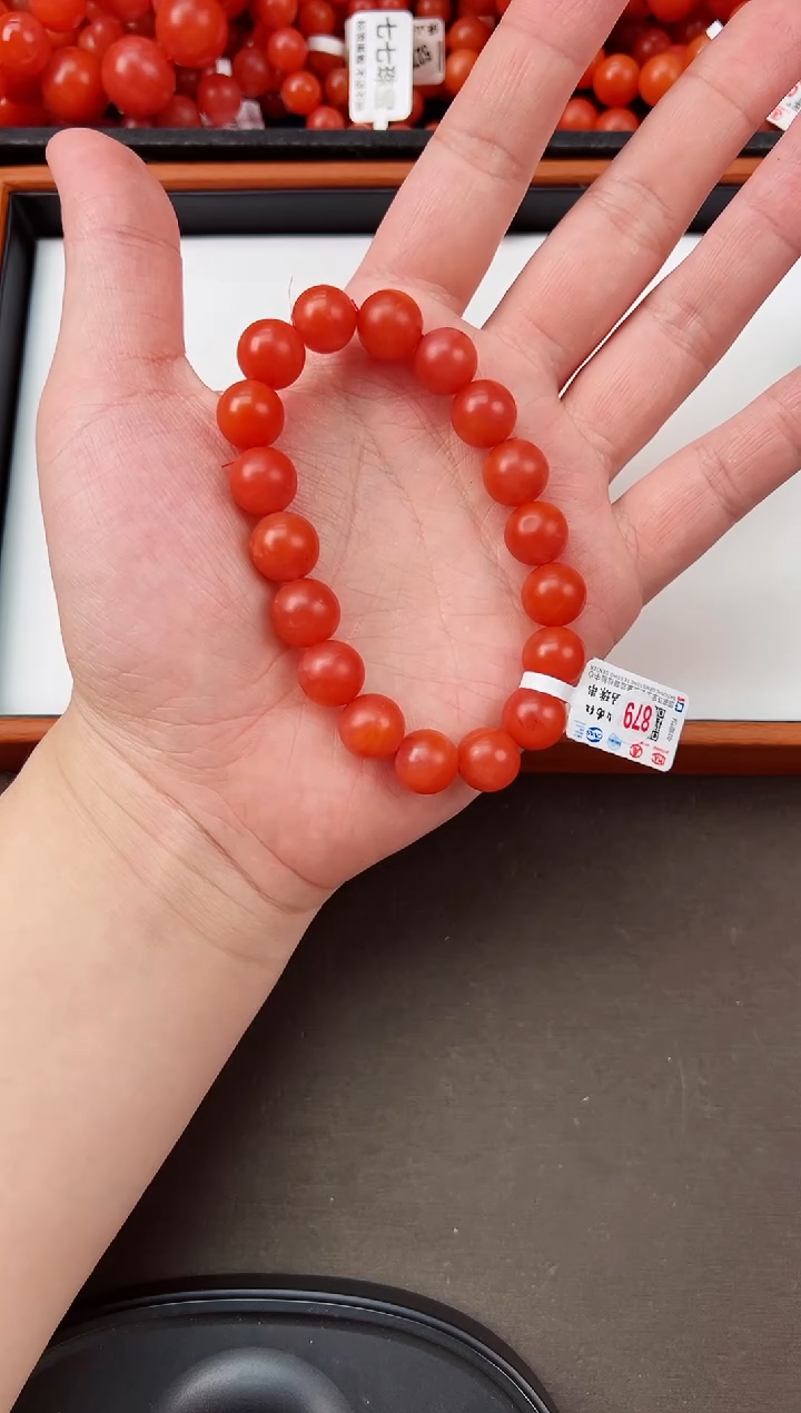 【闪购商品】南红玛瑙手串未镶嵌滴水洞哑光11+一条