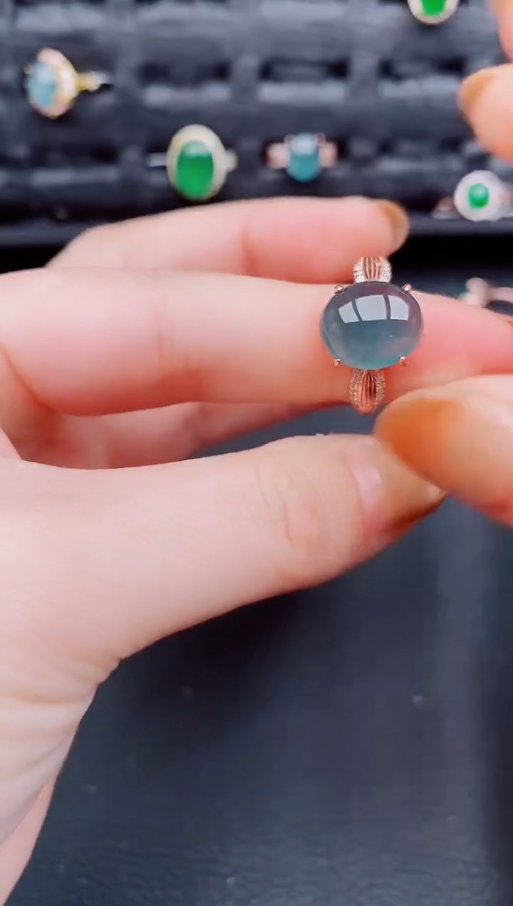 【闪购商品】翡翠戒指银S925镶嵌天然a货翡翠693