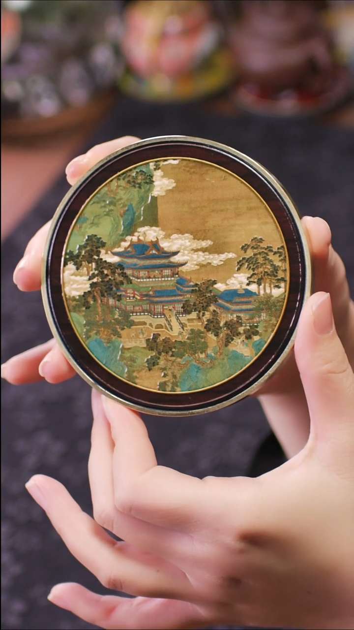 壹藏贰宝仙山楼阁图案铜圈杯垫一片