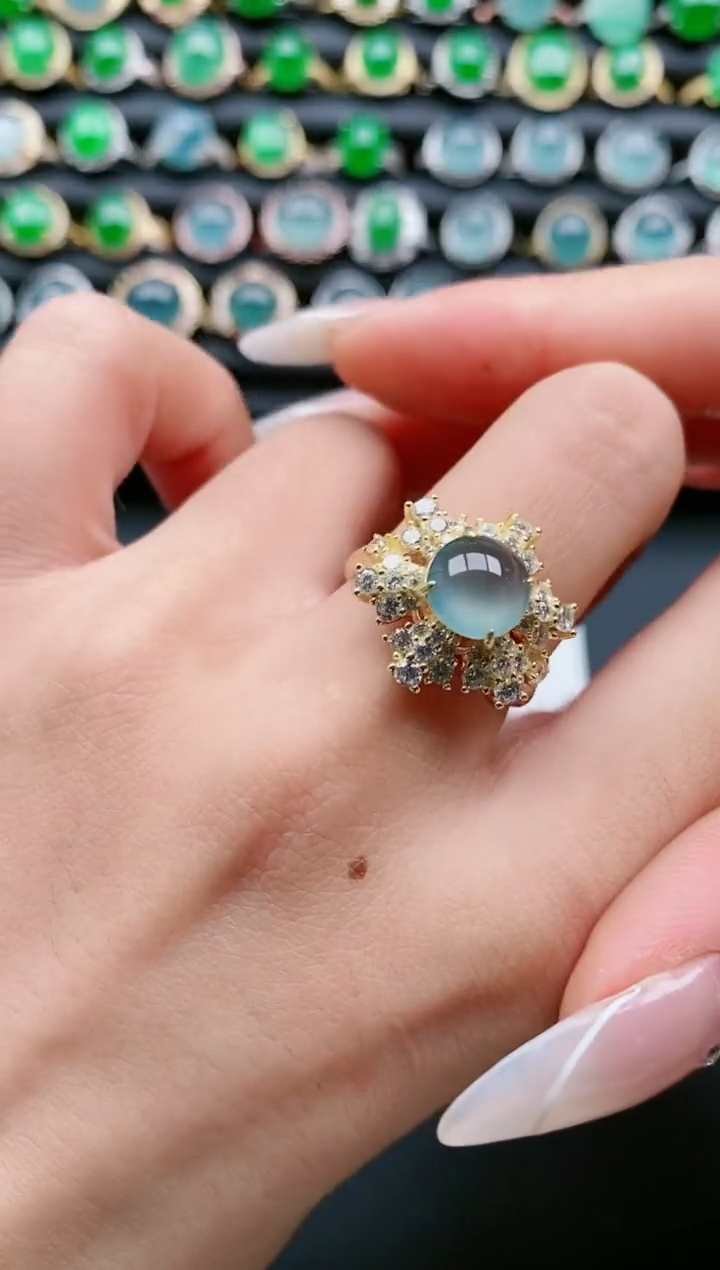 【闪购商品】翡翠戒指银S925镶嵌111111111