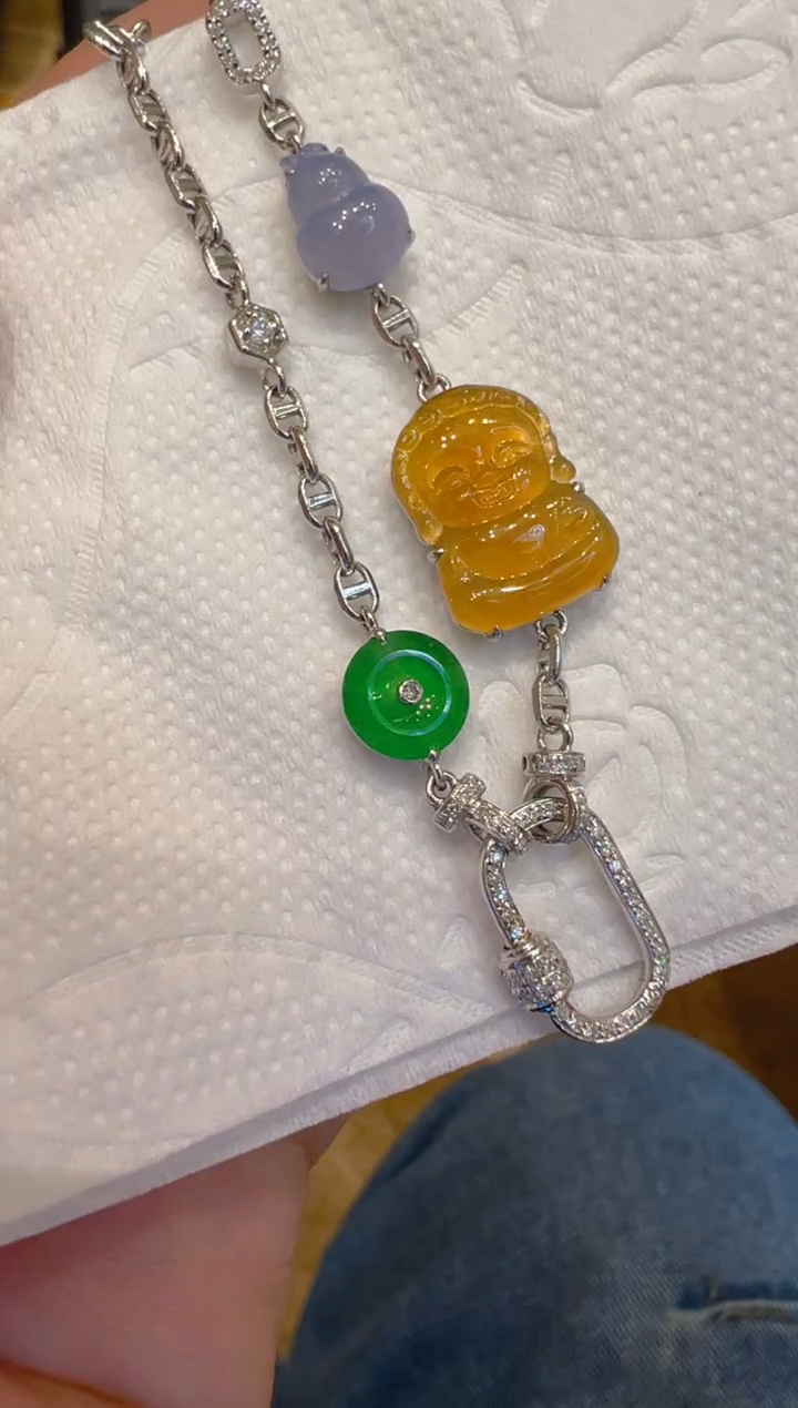 套链18K金镶嵌翡翠多样性团购发一件