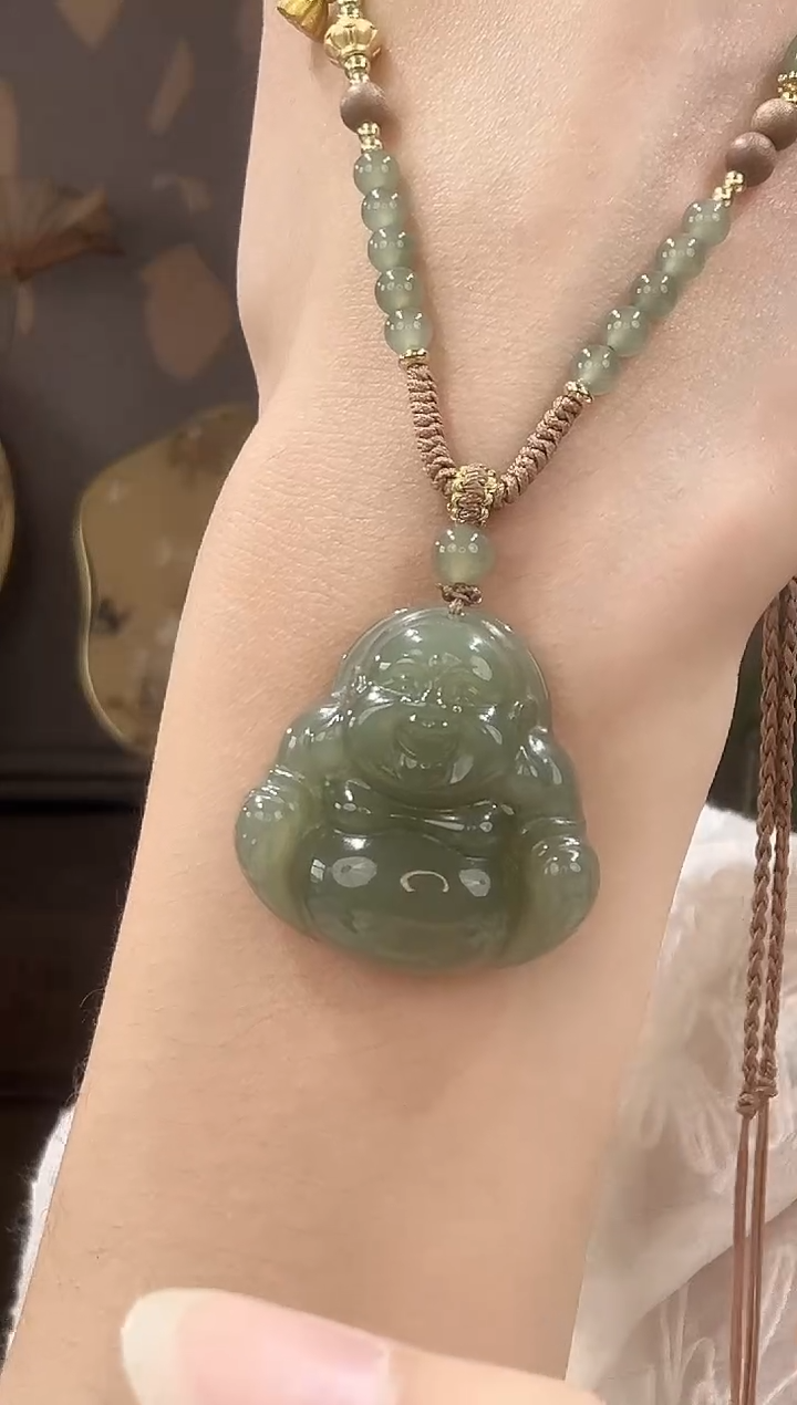 和田玉未镶嵌颈饰【椿禾】30mm佛公高冰雪山料吊坠*赠链多样性发1件