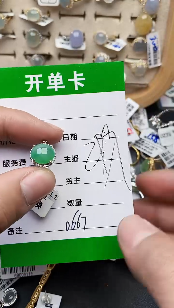 颈饰银S925镶嵌翡翠0667