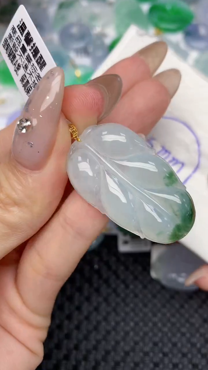 颈饰18K金镶嵌翡翠天然缅甸翡翠a货百元以上9元证书费自理