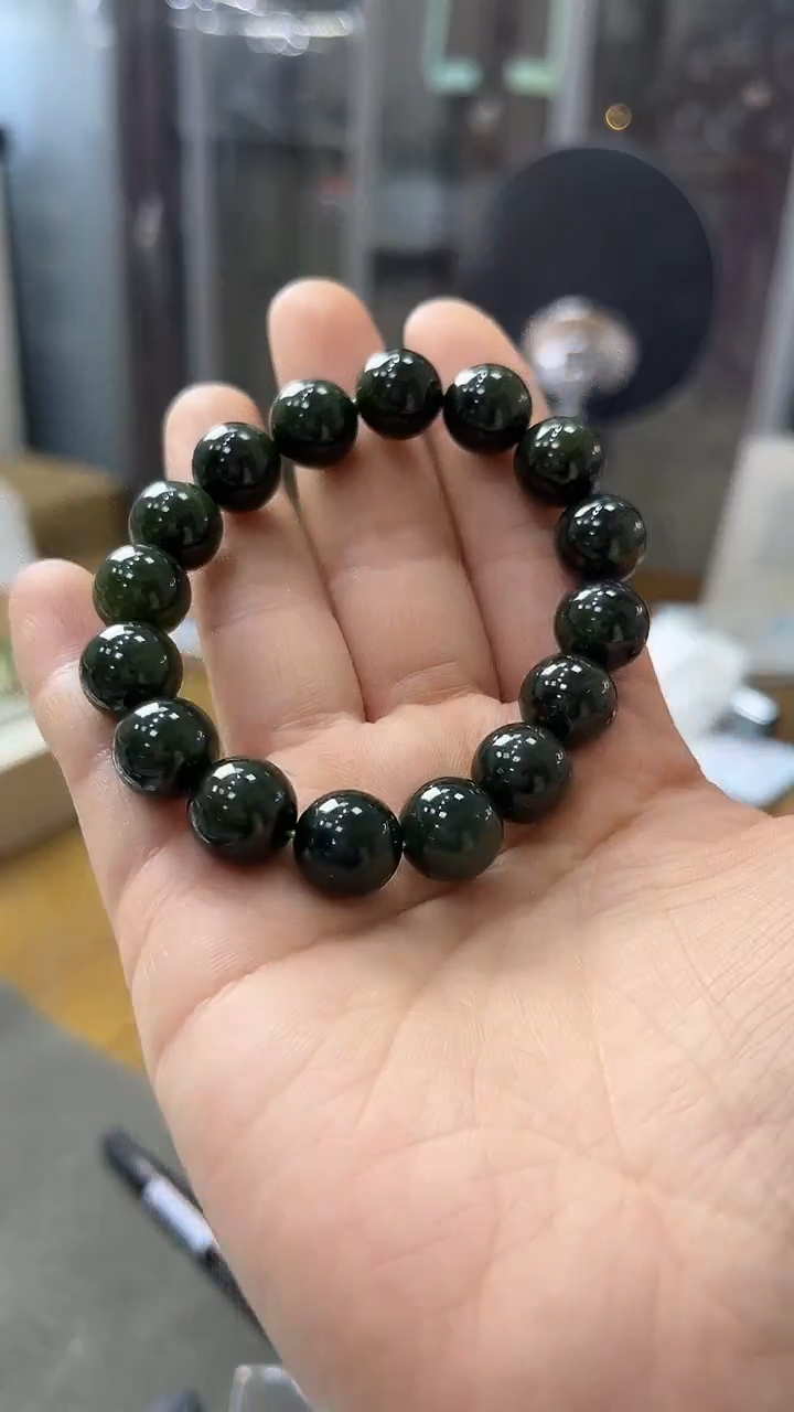 【闪购商品】和田玉手链未镶嵌碧玉手串12mm