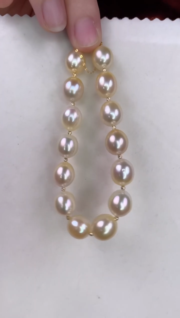 【闪购商品】海水珍珠手链18K金镶嵌干枯澳白10-12mm