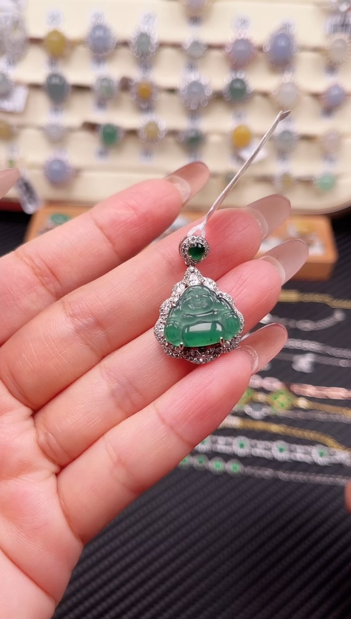 【闪购商品】翡翠吊坠(赠链)银S925镶嵌吊坠