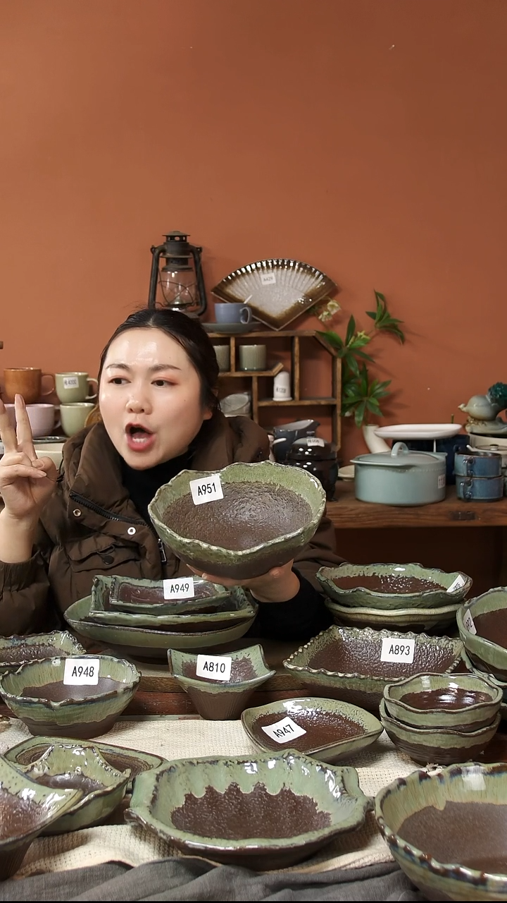 陶瓷A951陶瓷复古窑变釉方碗一个微瑕20.5*8.5