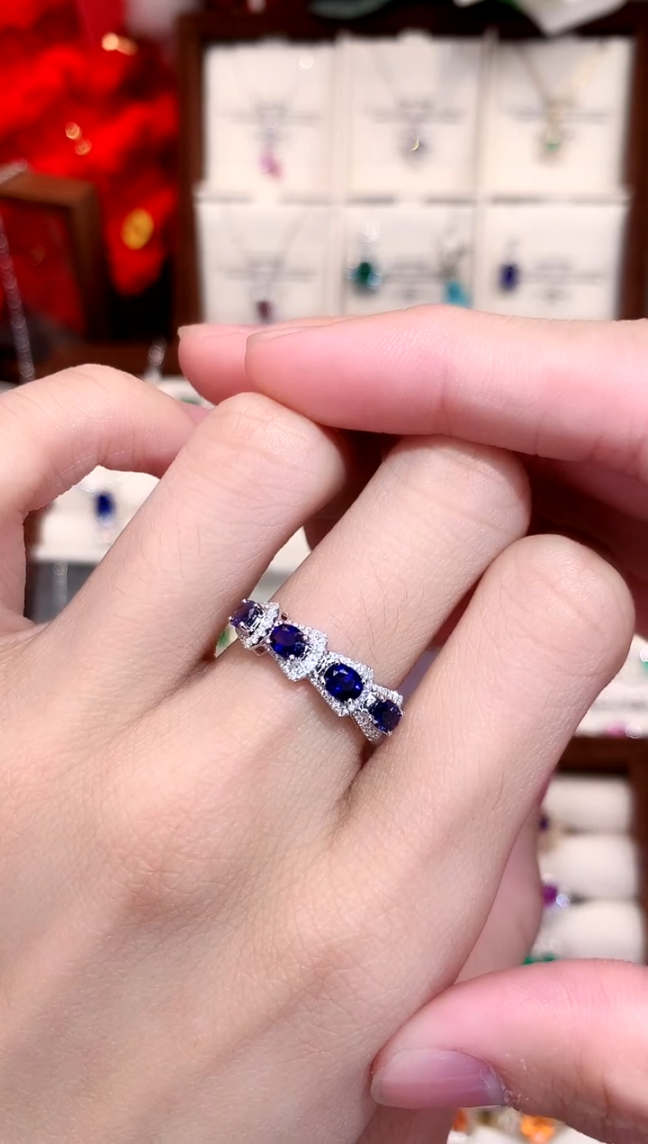 【闪购商品】蓝宝石戒指18K金镶嵌1.29ct/天然宝石/七天无理由