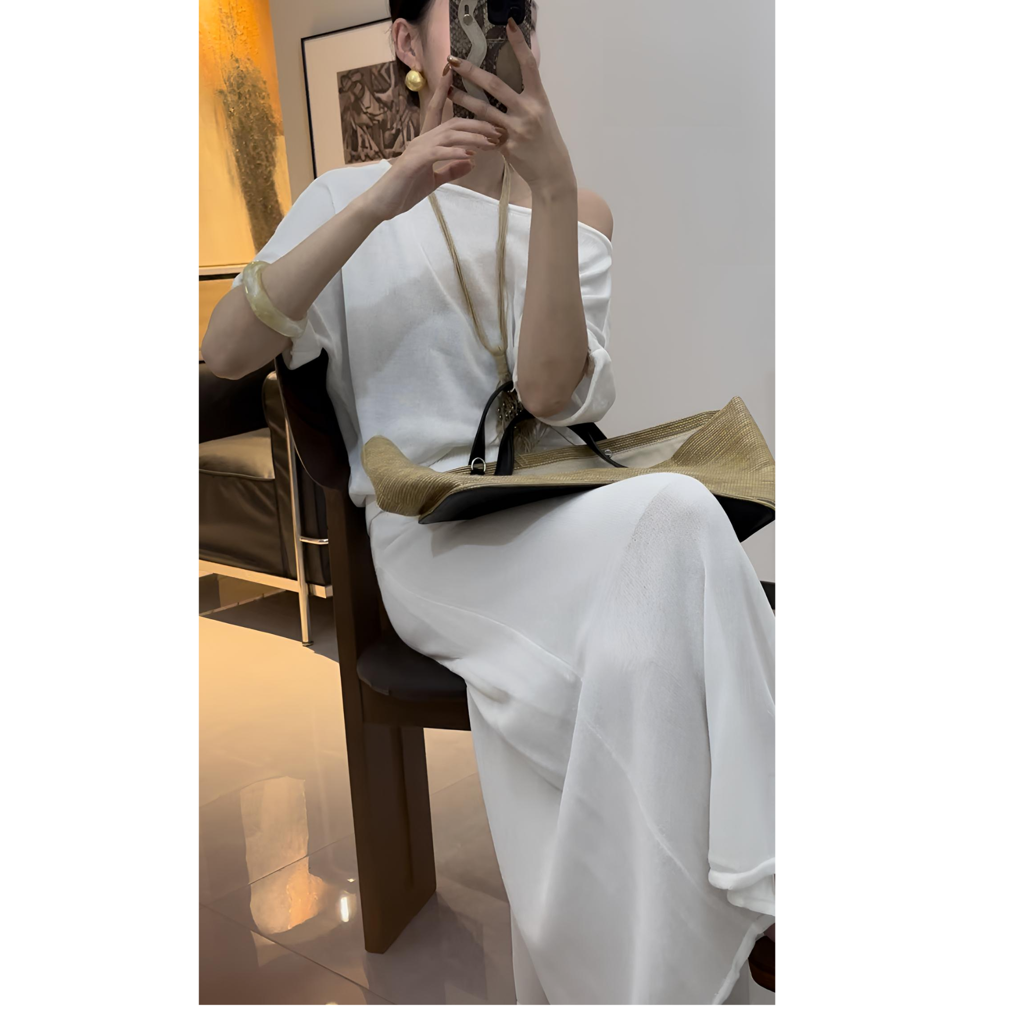 GUIMIN 夏季慵懒风不规则针织衫&高腰半身裙套装 51112