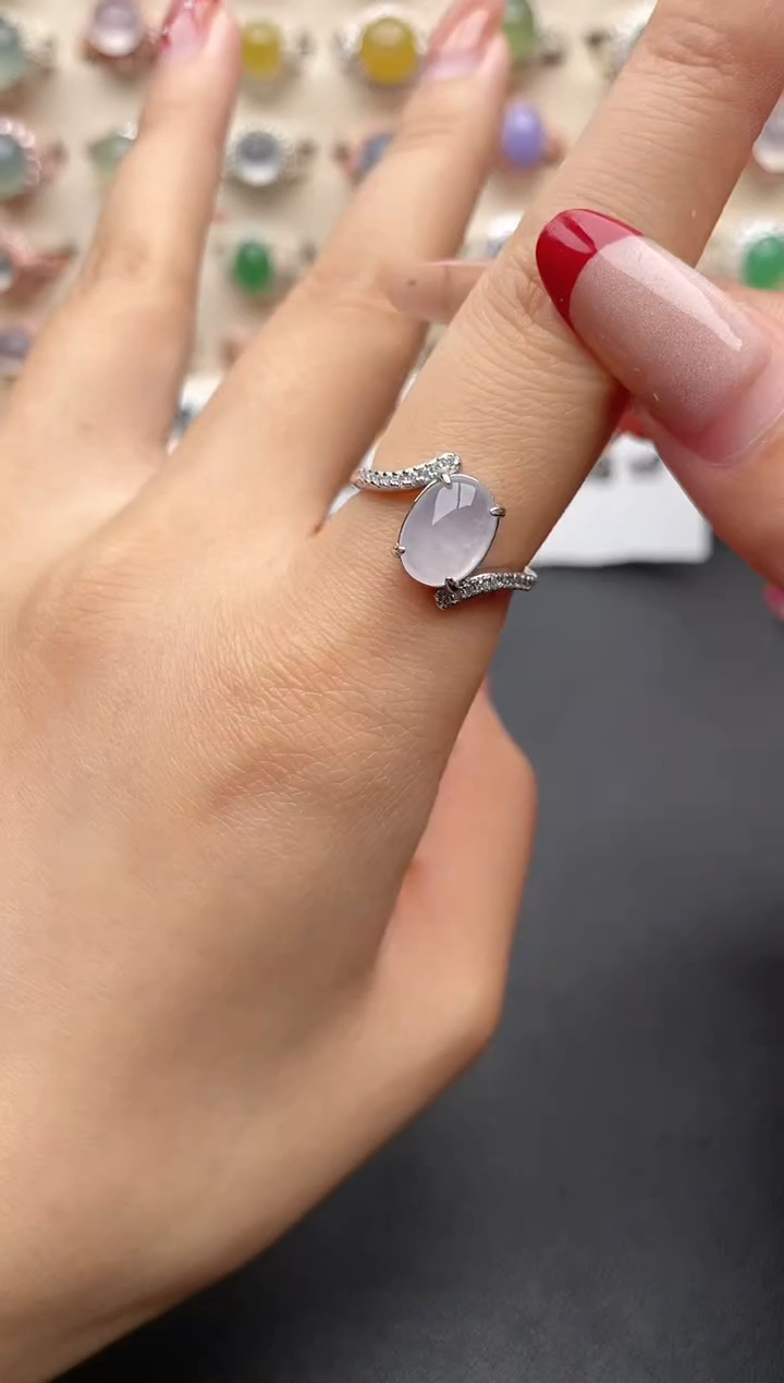 【闪购商品】翡翠戒指银S925镶嵌一物一证一礼盒