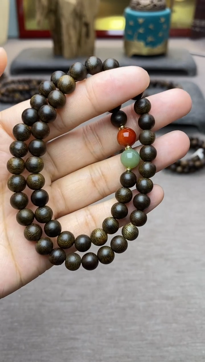 【闪购商品】沉香手串越南芽庄白棋06+配饰 沉水双圈