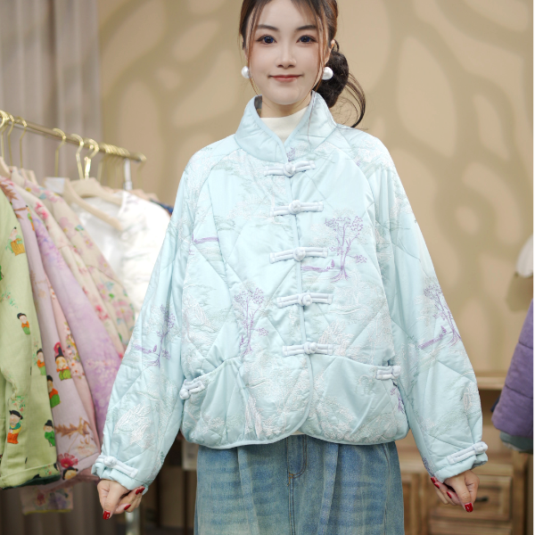 【青婉】女装冬季新款外套棉衣宽松休闲加厚中式棉服衣长60 胸围120