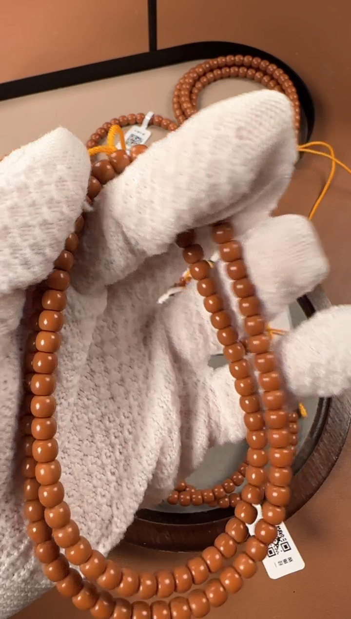 手串橄榄核6.1mm核尖108，老挝料，老型珠，高油高密