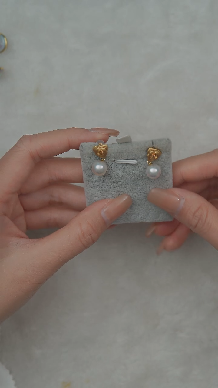 【闪购商品】海水珍珠耳饰18K金镶嵌9-10mm