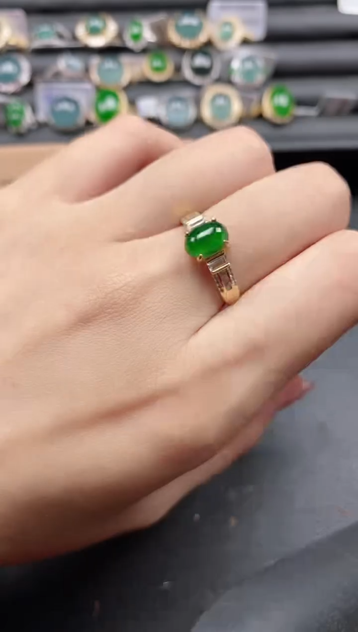 翡翠戒指银S925镶嵌5151-8