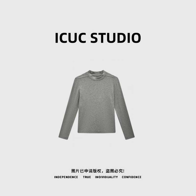 ICUC STUDIO- "三角内搭"秋冬打底长袖亲肤休闲T恤女3155