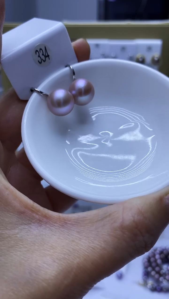 银S925镶嵌耳饰淡水珍珠334