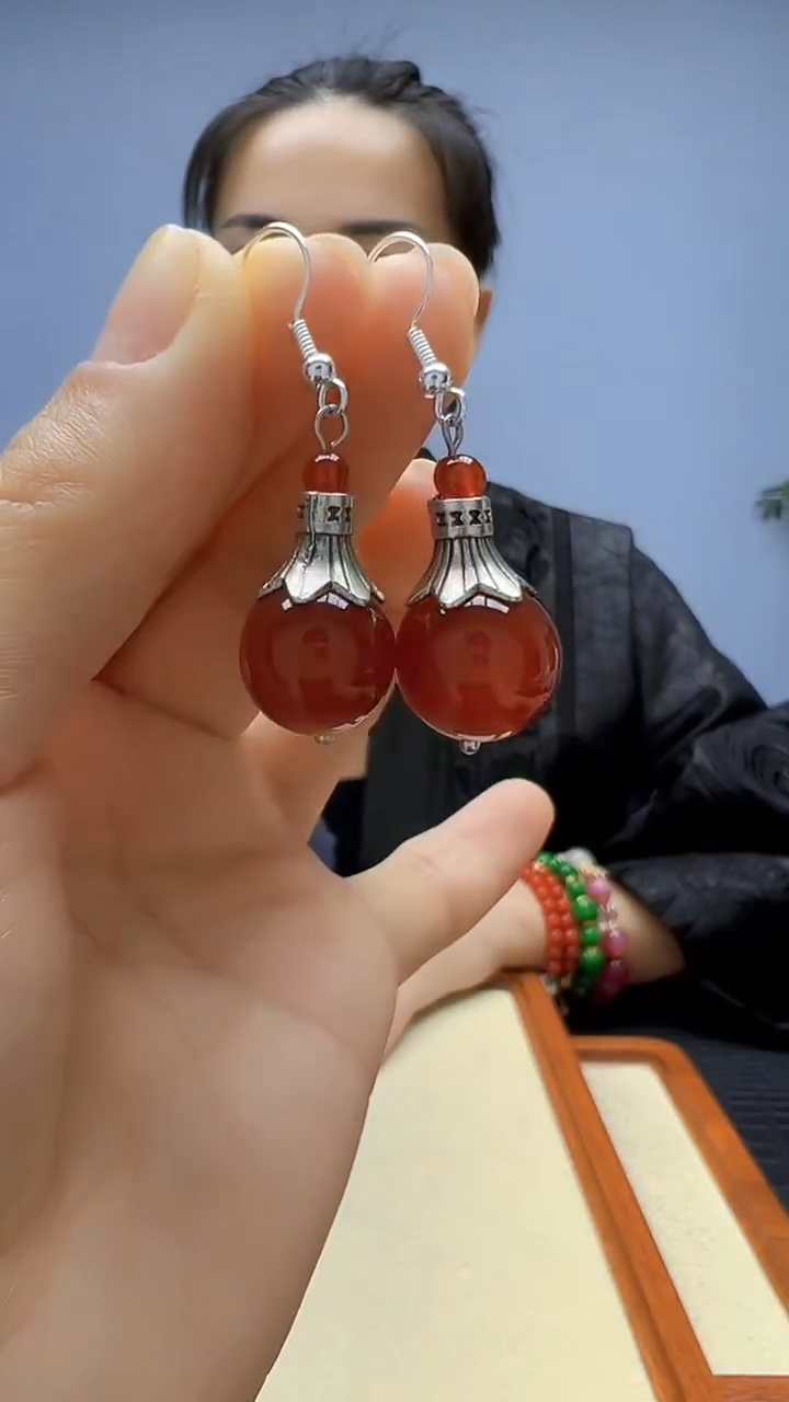 非金属珐琅非金属无高货diy劲饰喇叭花耳钩