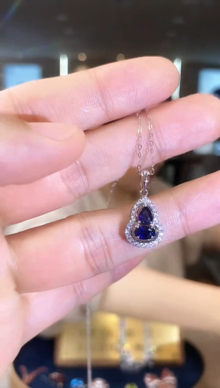 【闪购商品】蓝宝石项链银S925镶嵌09