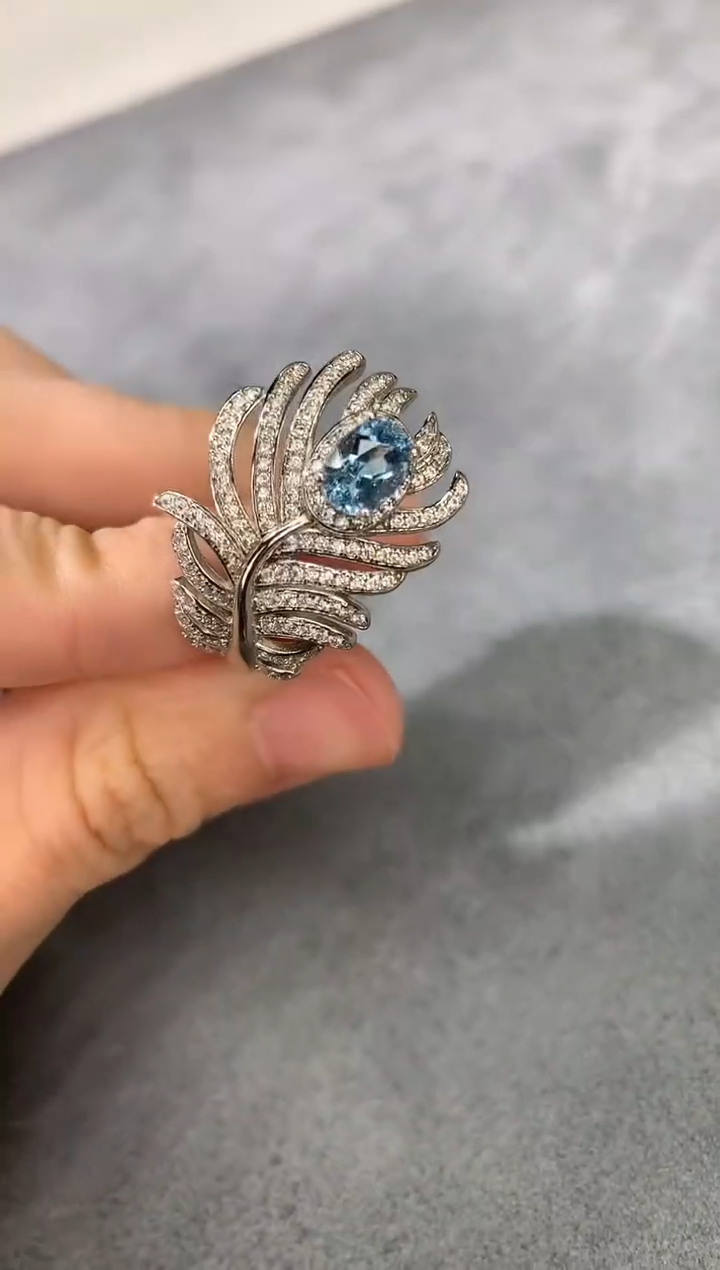 海蓝宝石戒圈银S925镶嵌Z48