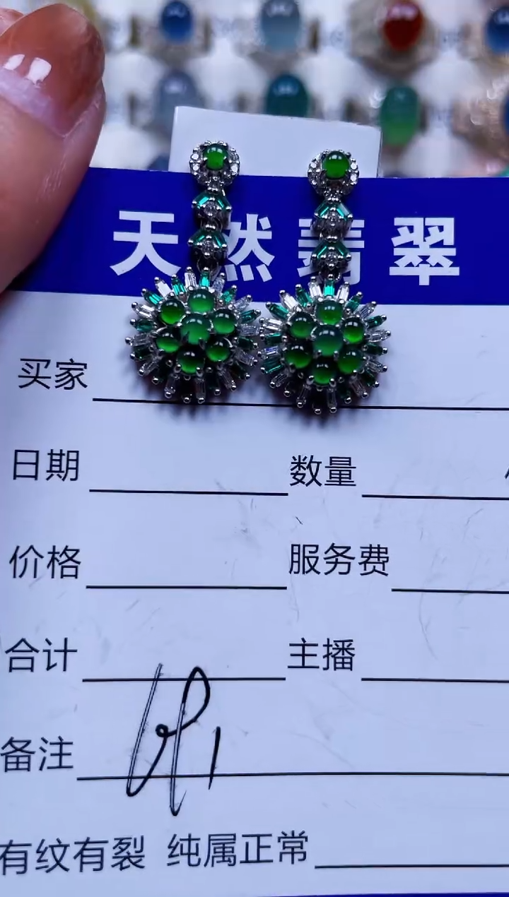 银S925镶嵌翡翠耳饰691