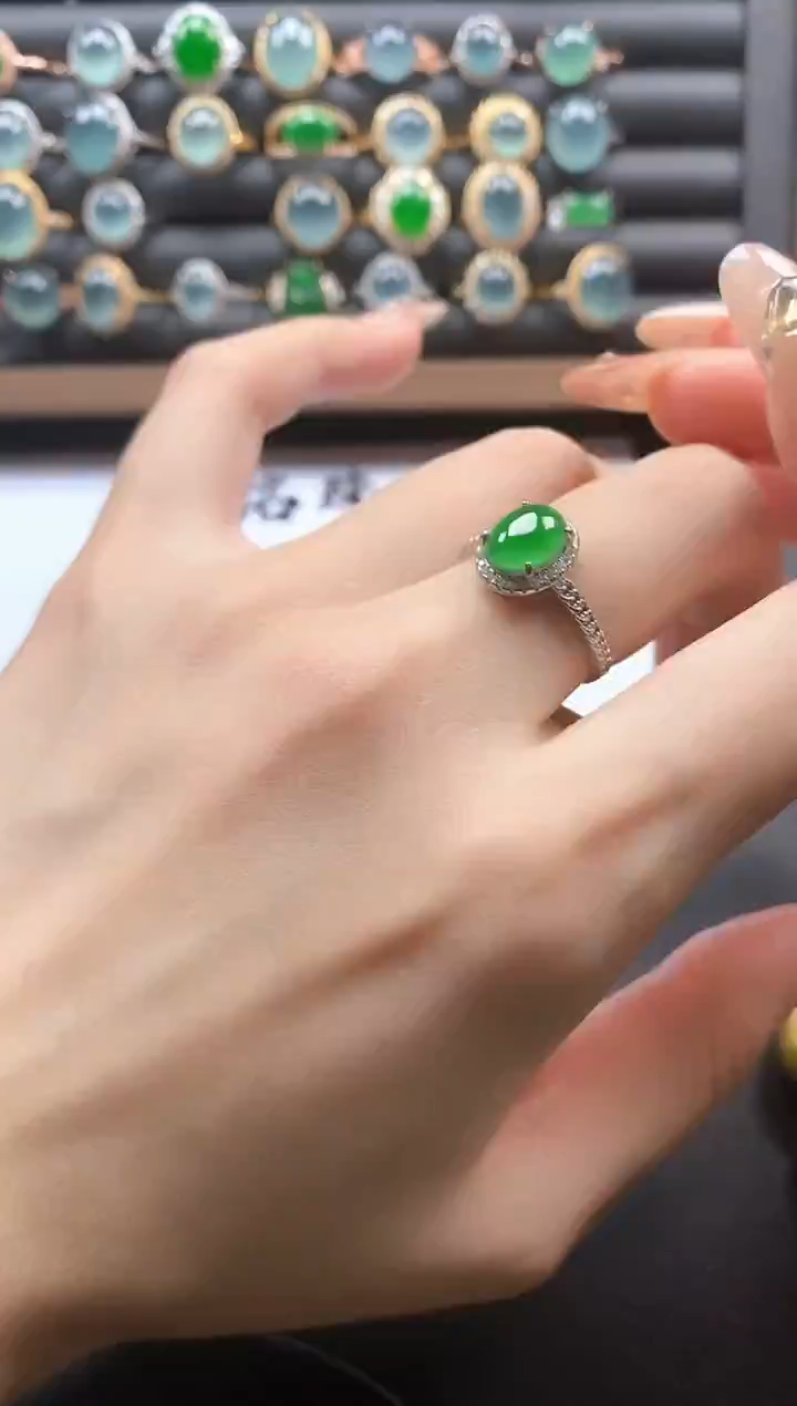 银S925镶嵌戒指翡翠51511