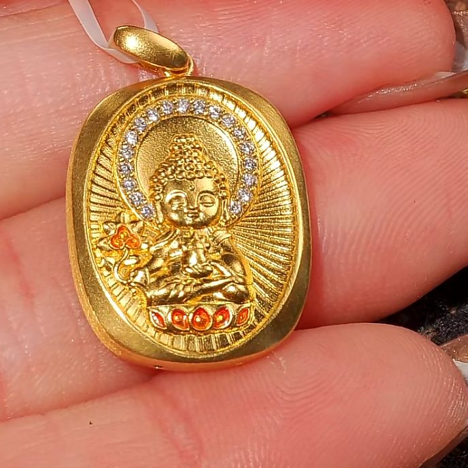 汕溏珠宝 足金大势至黄金吊坠