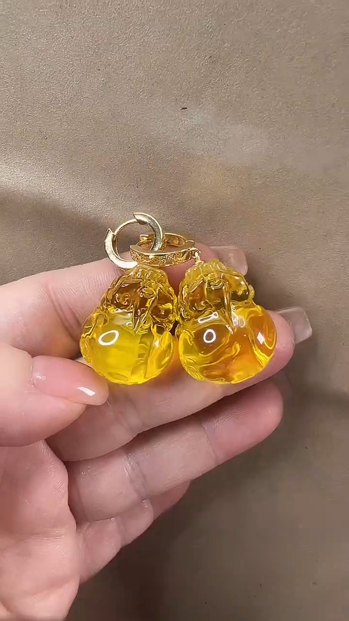 琥珀颈饰未镶嵌耳环