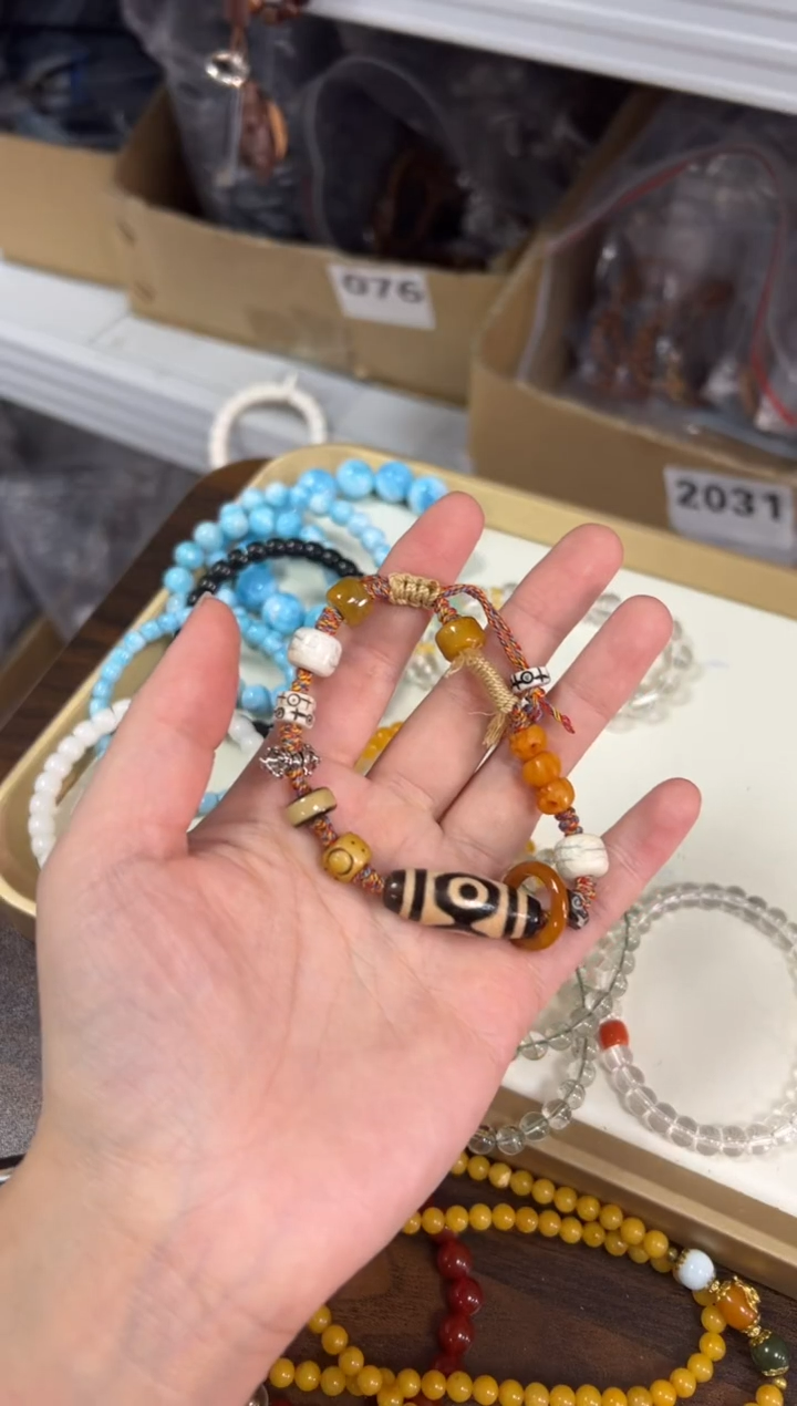 玛瑙/玉髓手链未镶嵌三眼玛瑙珠跑环藏式手绳[1821]