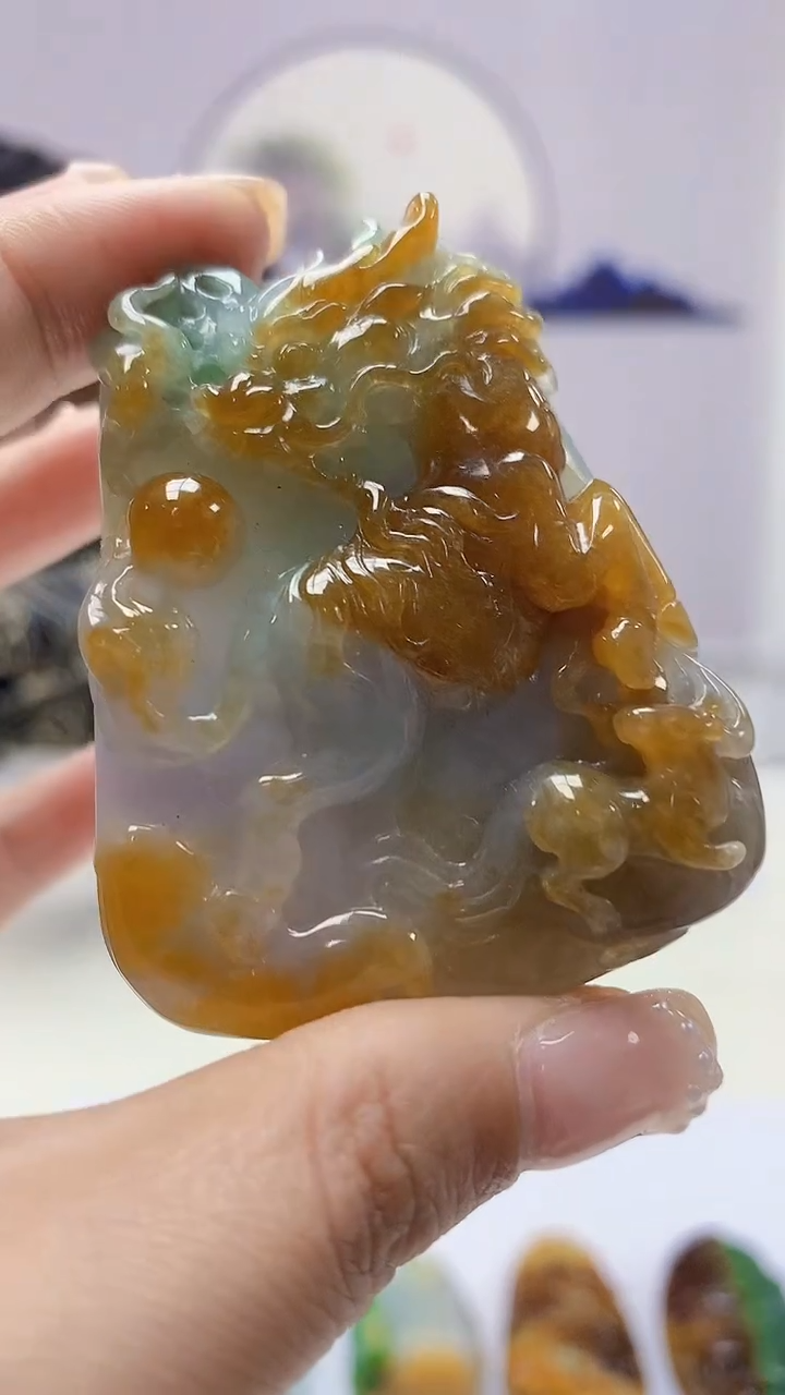 【闪购商品】定制翡翠未镶嵌4902ms-毛货6麒麟