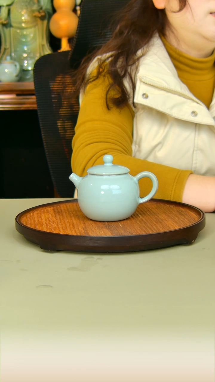 汝瓷小苹果全手工原矿天青不完美