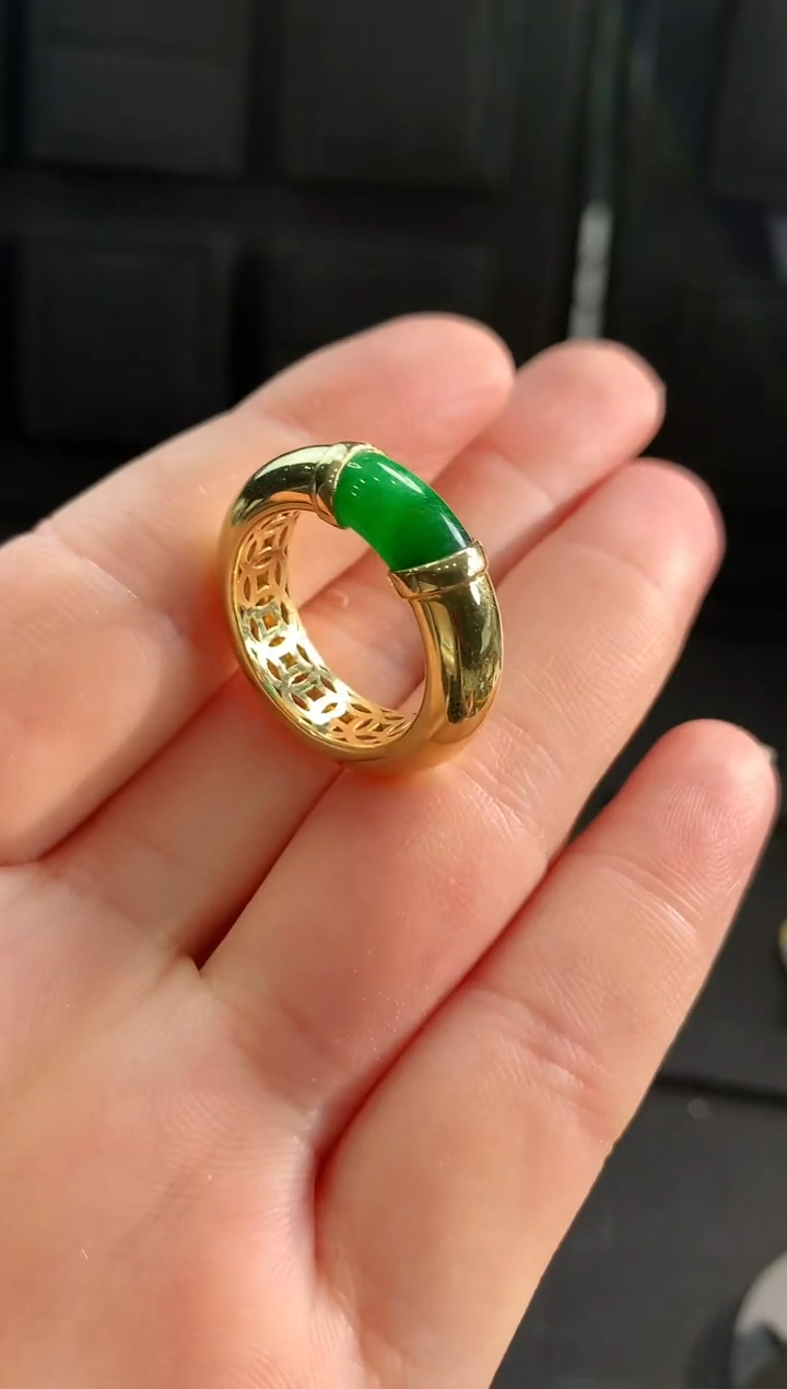 【闪购商品】翡翠戒指18K金镶嵌戒指14