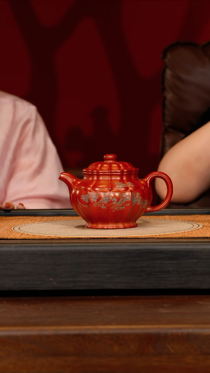 茶壶紫砂宜兴紫砂SDH 大红袍 筋纹掇只