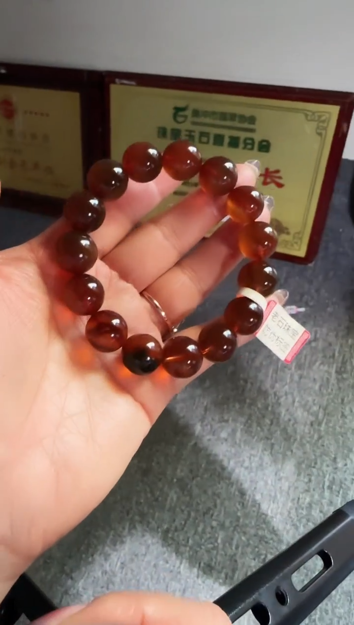 手串琥珀未镶嵌#15缅甸琥珀紫罗兰手串14mm 