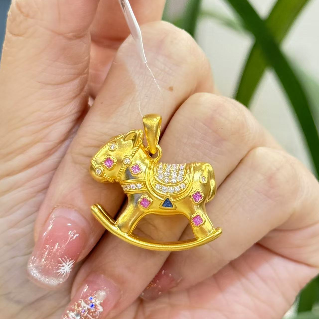 阿敏-Y【彩色木马点钻吊坠】--足金999精工5D（附加428/228）