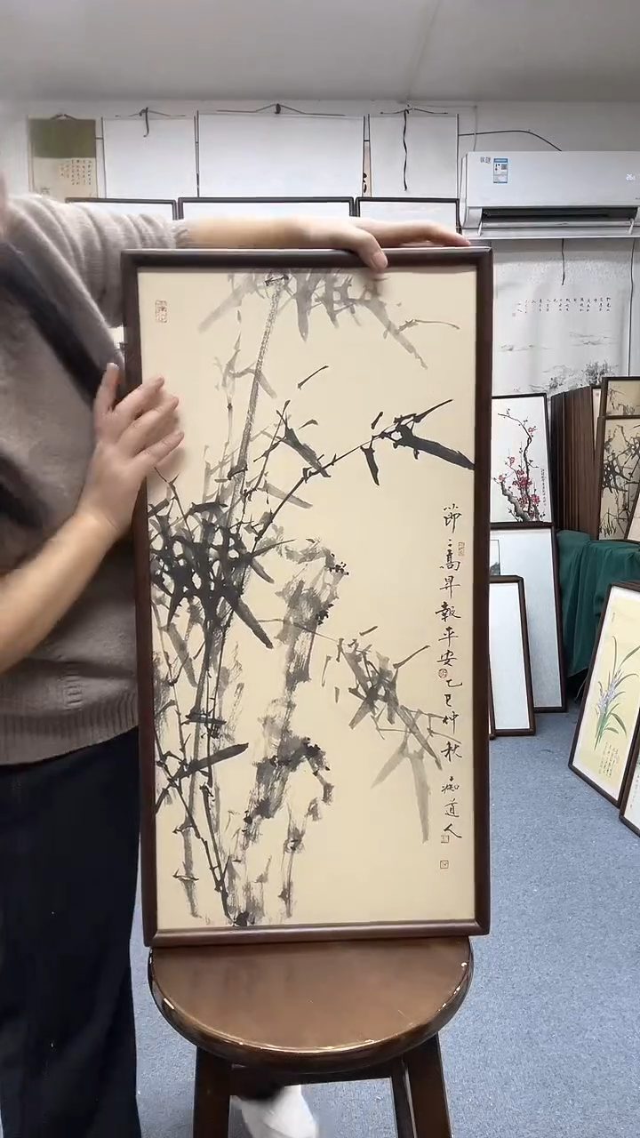 国画尺寸35*68实木画框京东包邮手绘