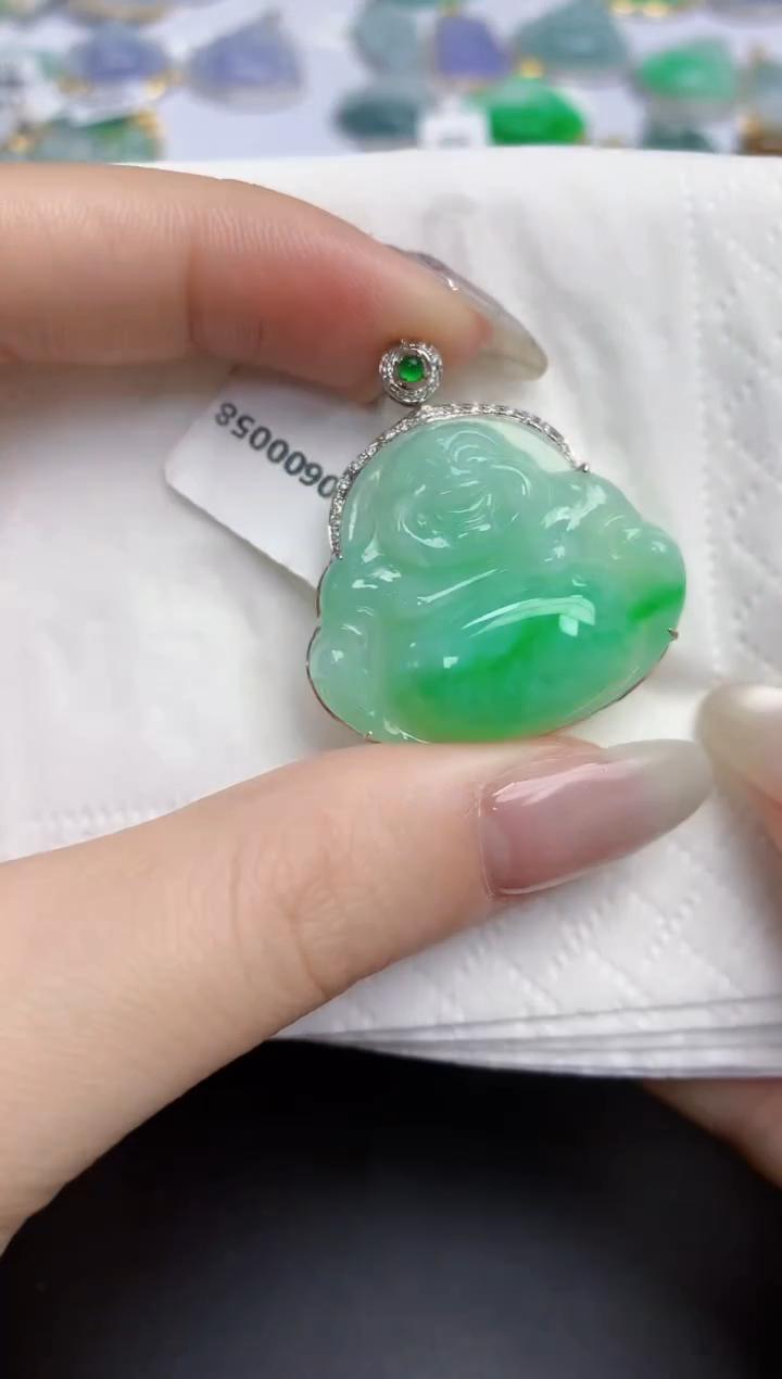 【闪购商品】翡翠颈饰18K金镶嵌天然缅甸翡翠A货