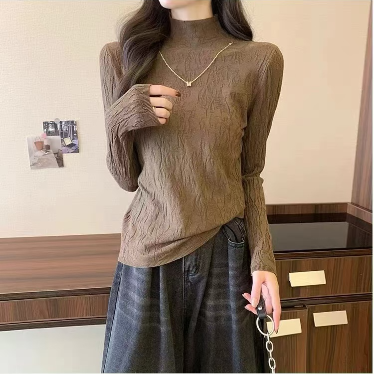 8921洋气半高领毛衣打底衫弹力包芯纱显瘦百搭