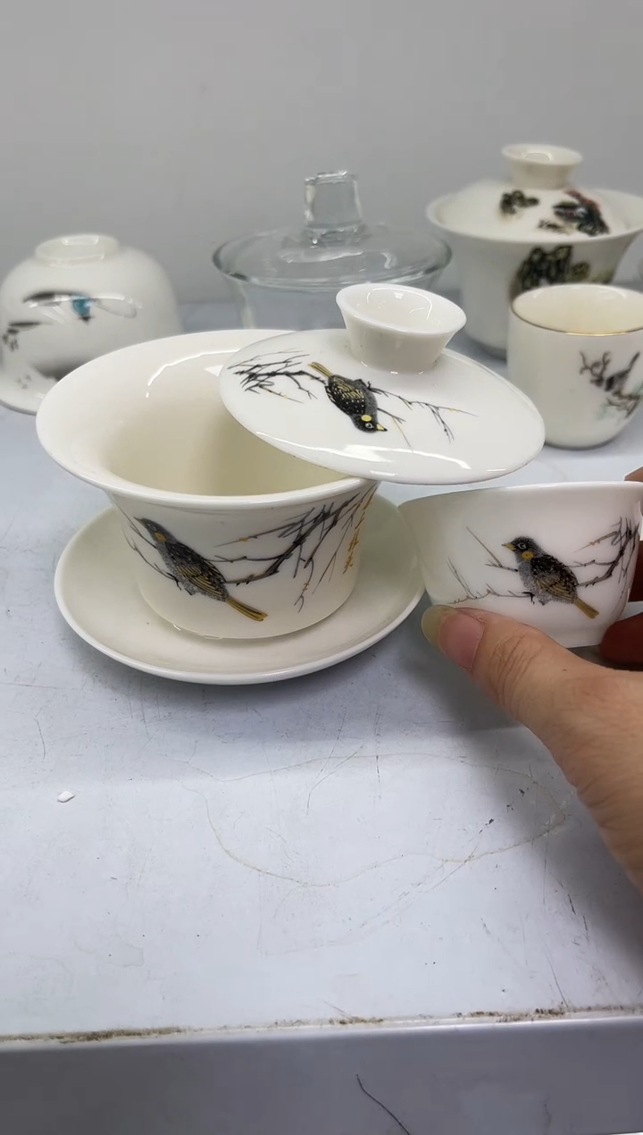 马蹄喜鹊盖碗+1杯