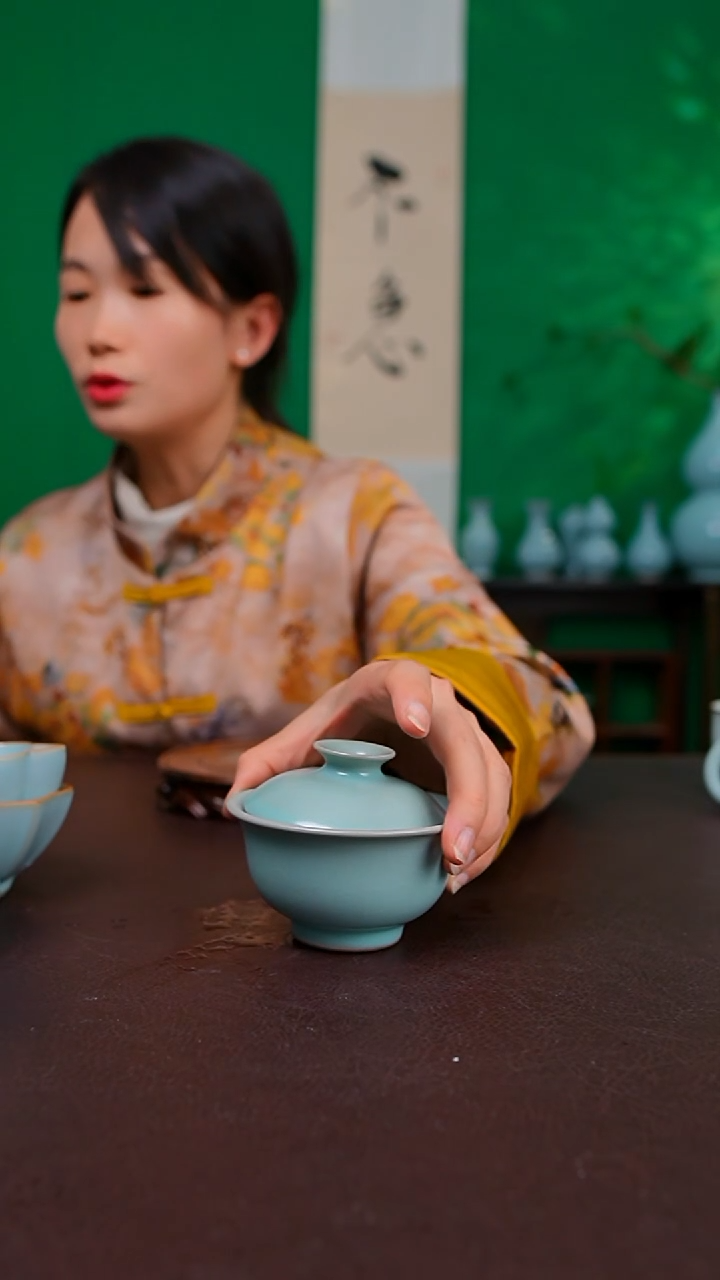 仿古二才压手盖碗不完美 简装