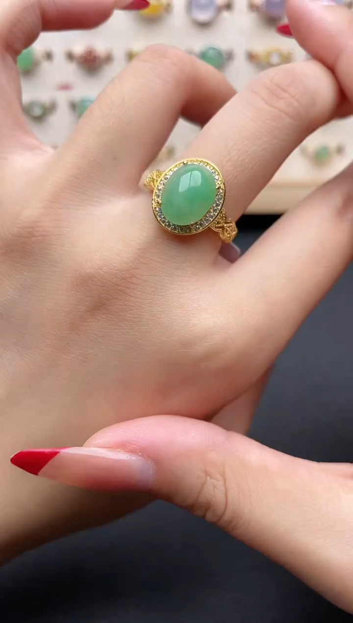 【闪购商品】翡翠戒指银S925镶嵌一物一证一礼盒