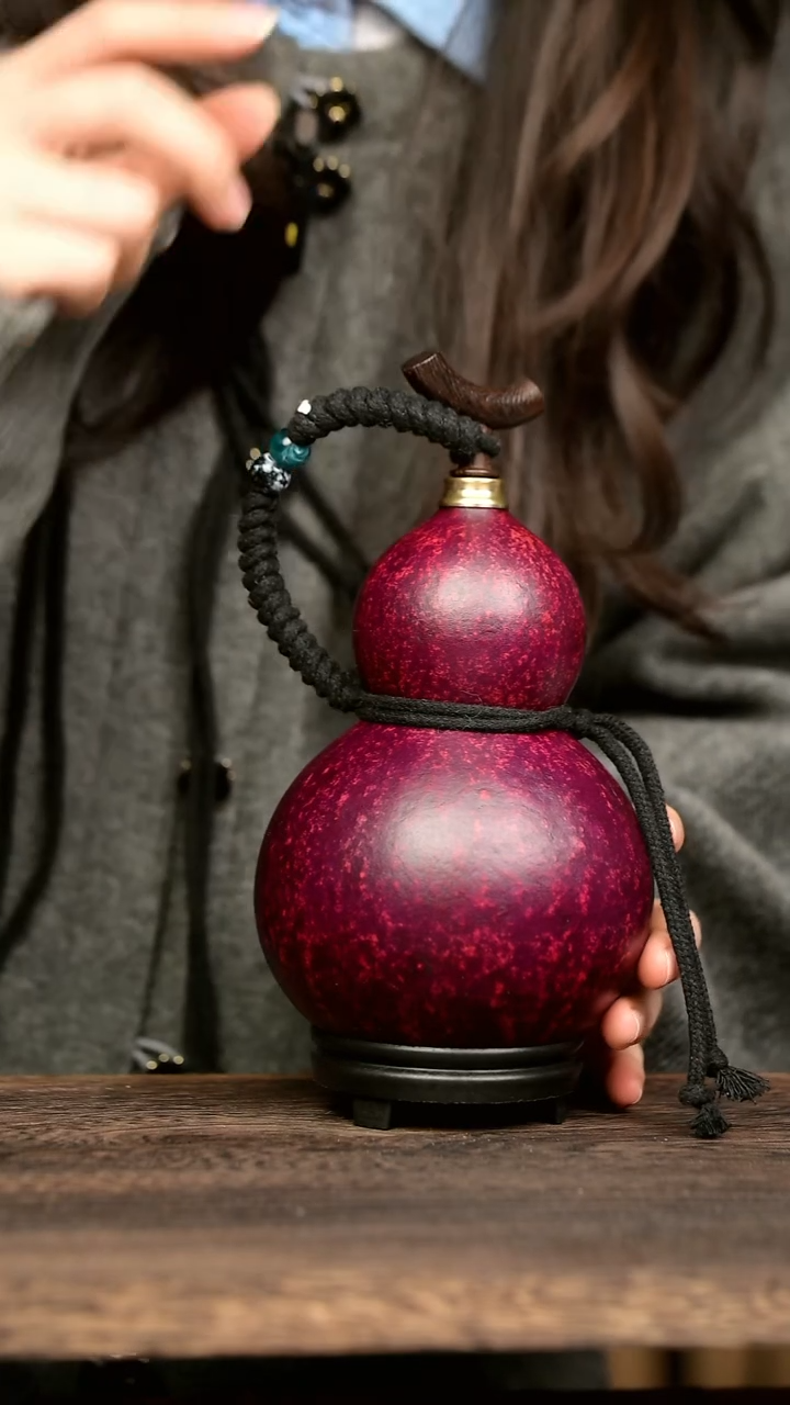 66号中药煮色  600ml左右 大漆葫芦水壶/酒壶 一物一拍